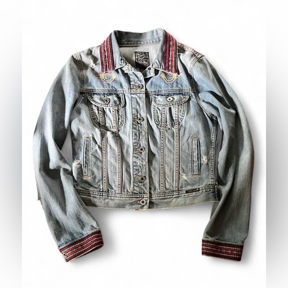Lucky Brand Denim Jacket with Colorful Embroidery - Picture 2 of 3